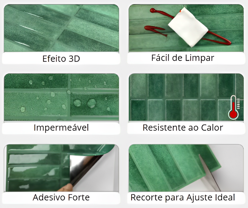 Azulejos 3D Autocolantes - Kit com 10 peças