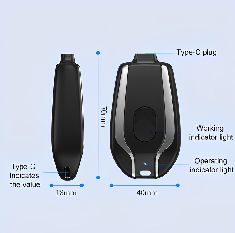 Carregador Chaveiro (iPhone/Tipo C) - PowerPocket