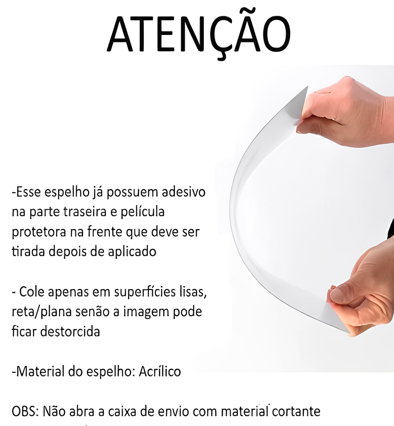 Kit com 4 Espelhos 3D Acrílicos Autoadesivos - 30x30cm